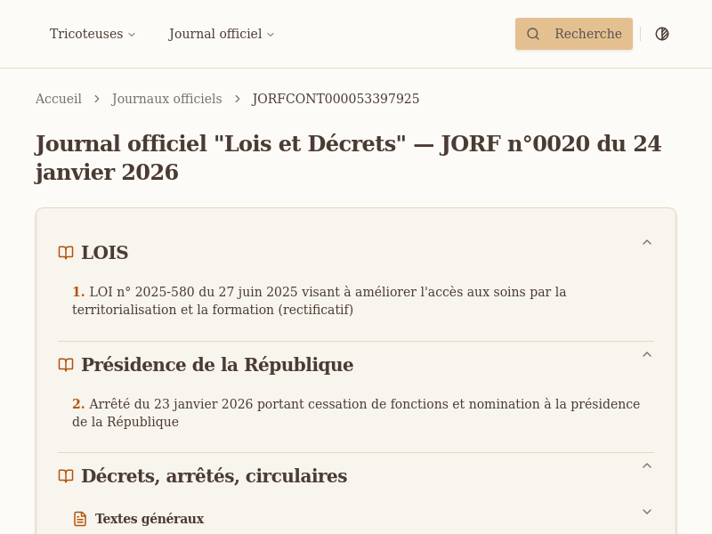 Capture d'écran de Journaux officiels